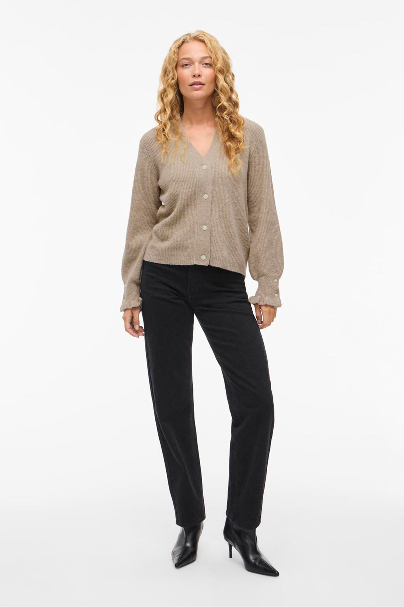 Vila Casaco de malha de malha com punhos franzidos