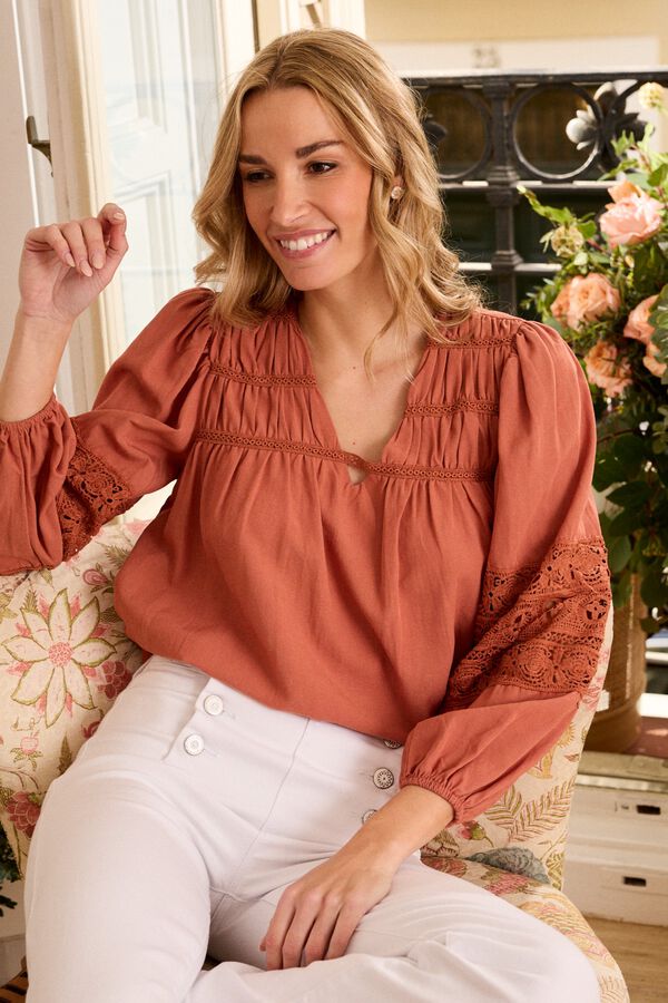 Pol&iacute;n Et Moi Camisa Troquelado Manuela Naranja