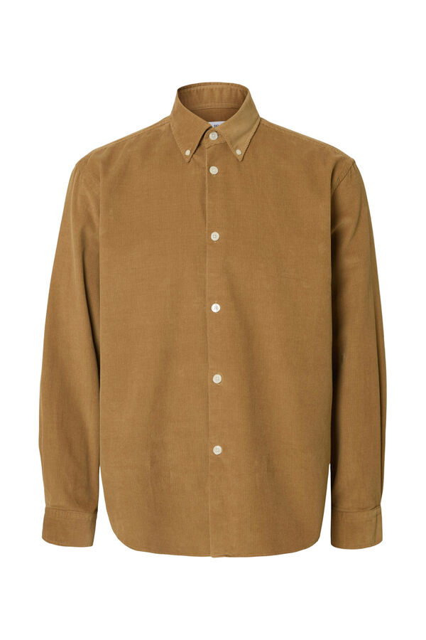 Selected Camisa de veludo cotelê 100% algodão orgânico  Castanho