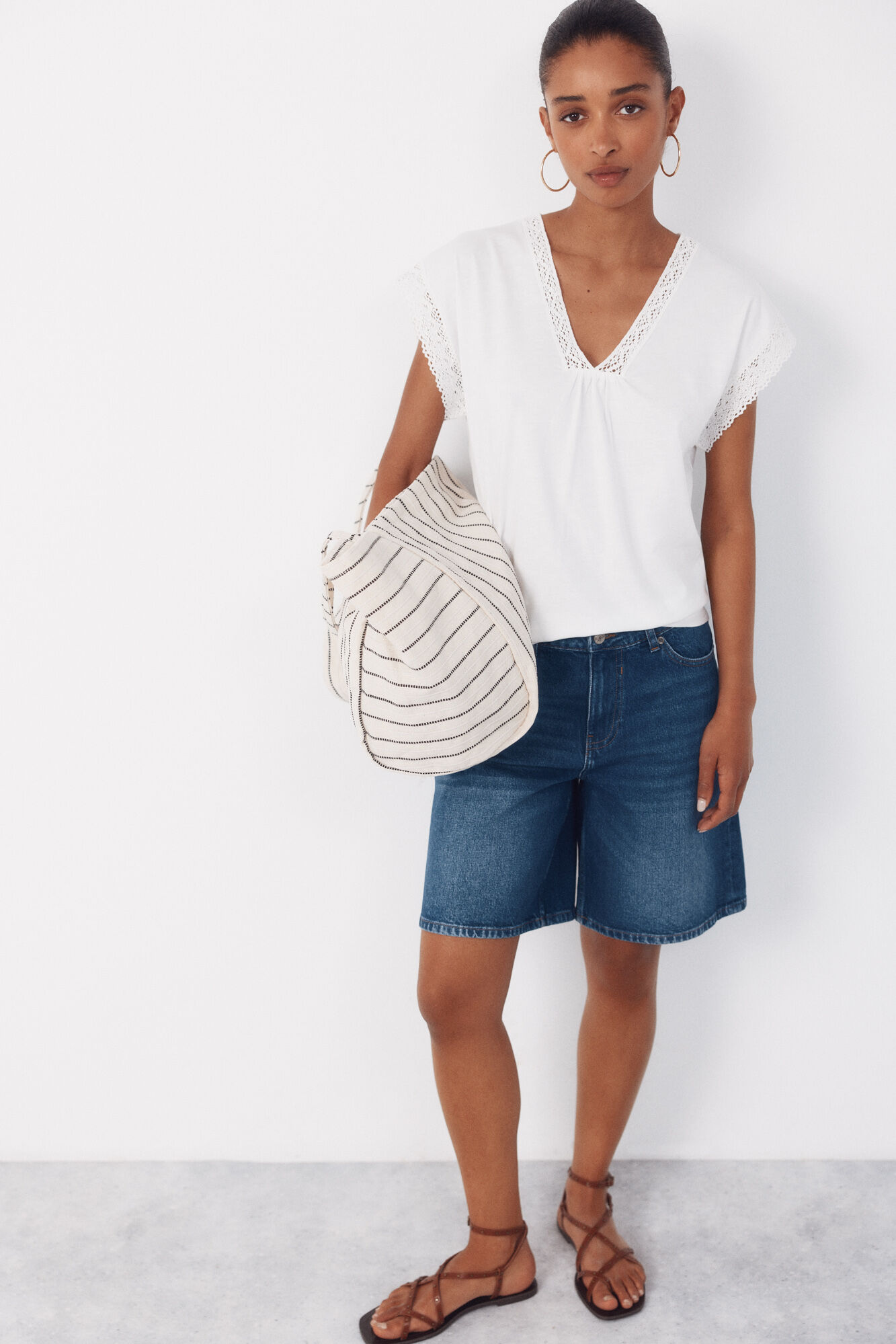Cortefiel Slub t-shirt with trim