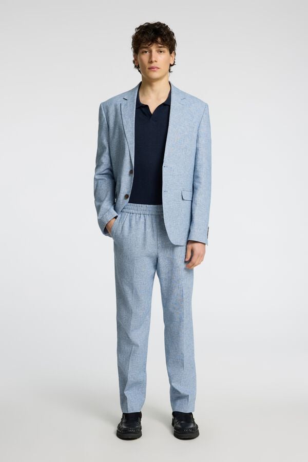 Selected Cal&ccedil;a de linho de vestir Cinzento