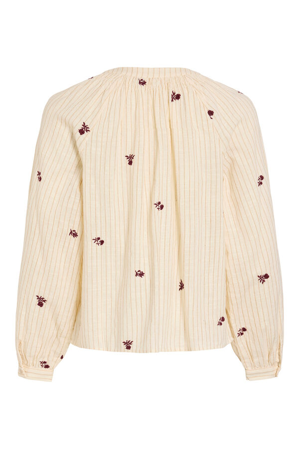 Vila Blusa fluida com bordados florais Tostado