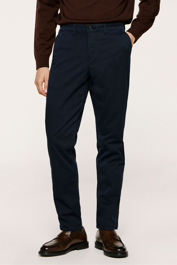 Selected Calça calças chino slim fit feita de algodão orgânico  Azul