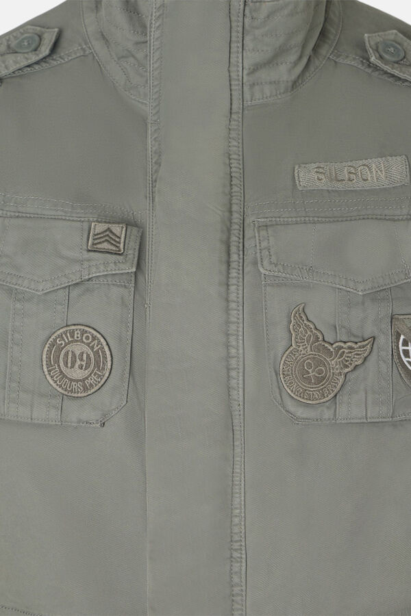 Silbon Casaco militar com manchas tingidas Verde