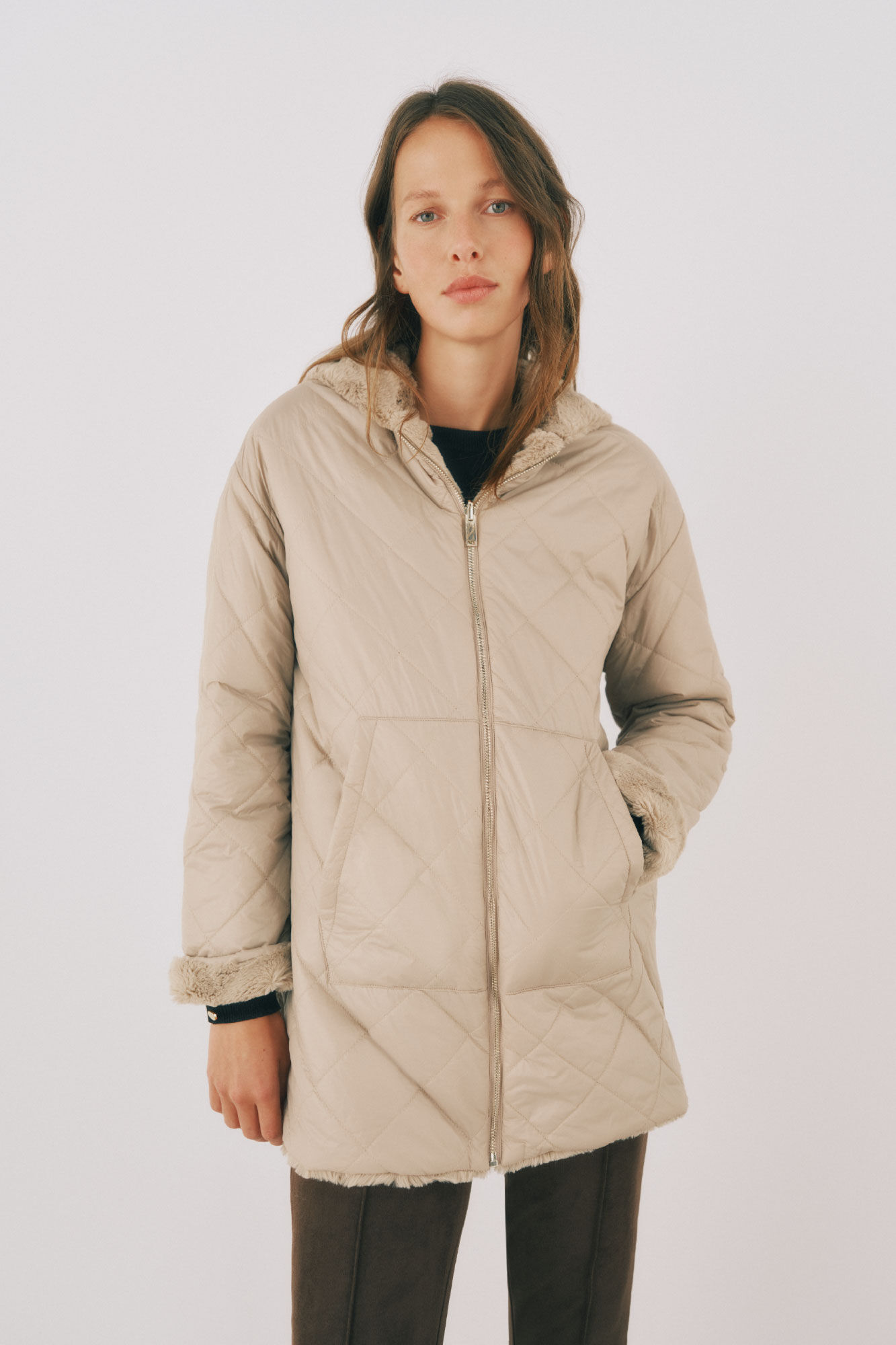 Cortefiel Anorak acolchado reversible efecto pelo