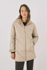 Cortefiel reversible quilted anorak with fur effect Beige