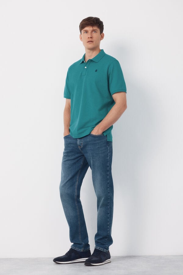 Cortefiel Basic piqué polo shirt Green