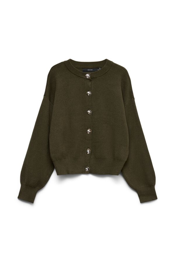 Vero Moda Casaco com bot&otilde;es prateados Verde