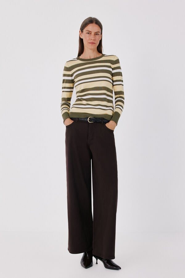 Cortefiel Multicoloured striped jumper Kaki