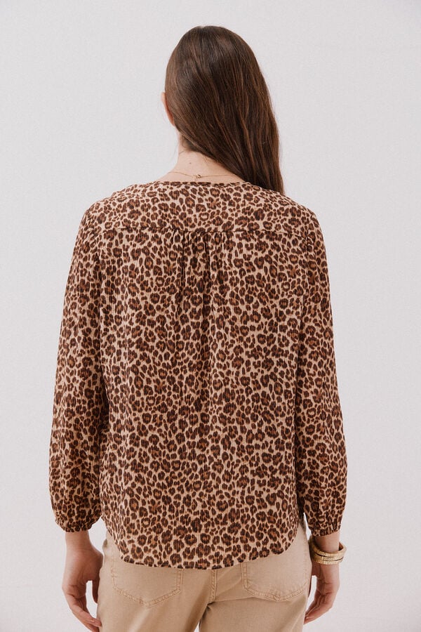 Cortefiel Blusa gola redonda Castanho