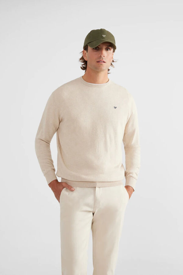 Silbon Plain light beige crew neck jumper Beige