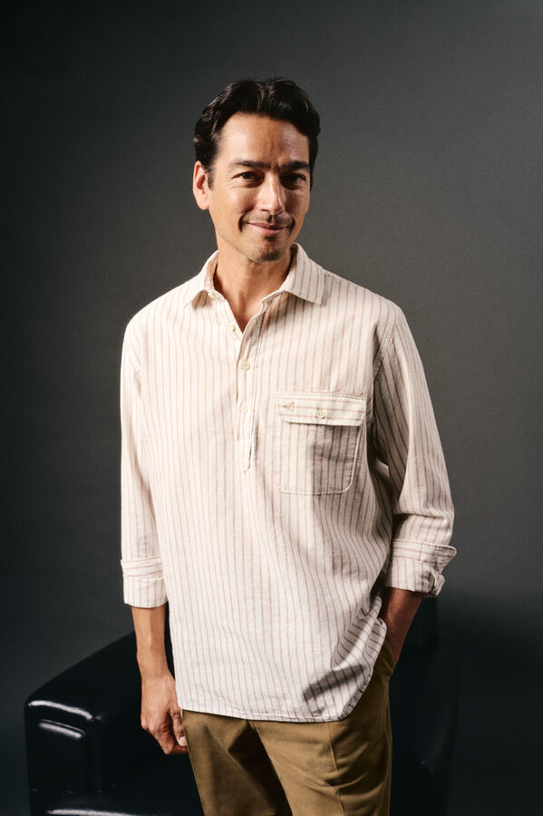 OOTO Camiseta de algod&atilde;o e linho Ecru