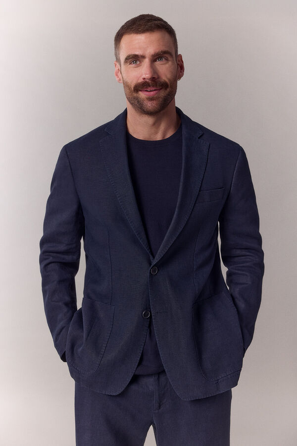 OOTO Linen blend matching blazer Navy