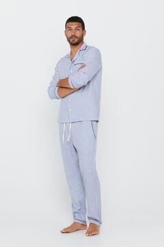 Cortefiel Set de pijama de tela completo Azul