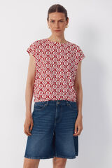 Cortefiel Basic t-shirt with gold buttons Printed orange