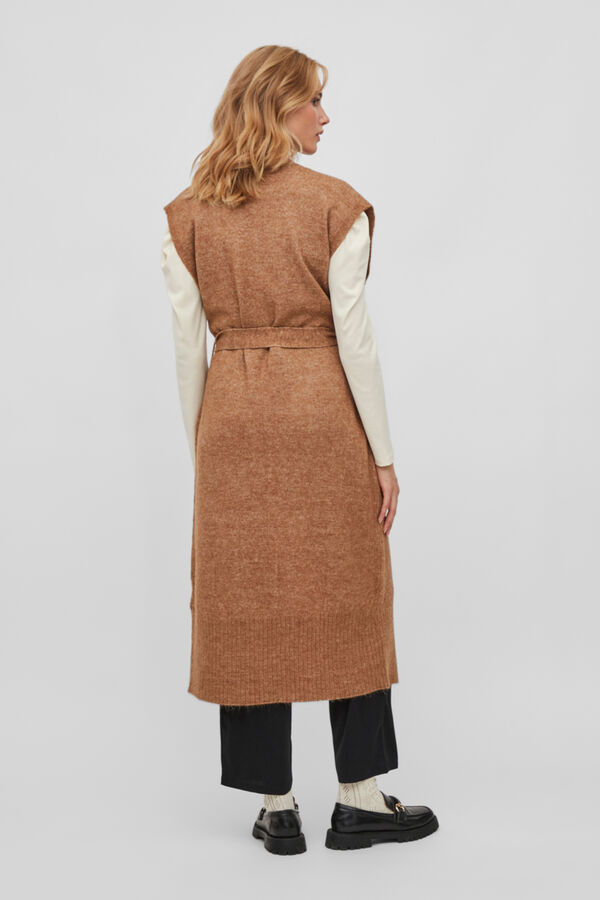 Vila Colete comprido de malha Tostado