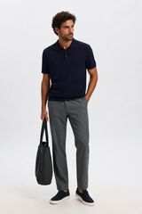 Selected Short sleeve jersey-knit polo shirt Navy