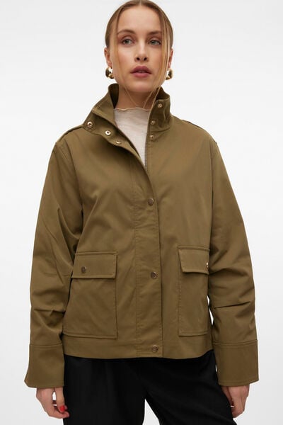 Cortefiel Short parka with pockets Brown