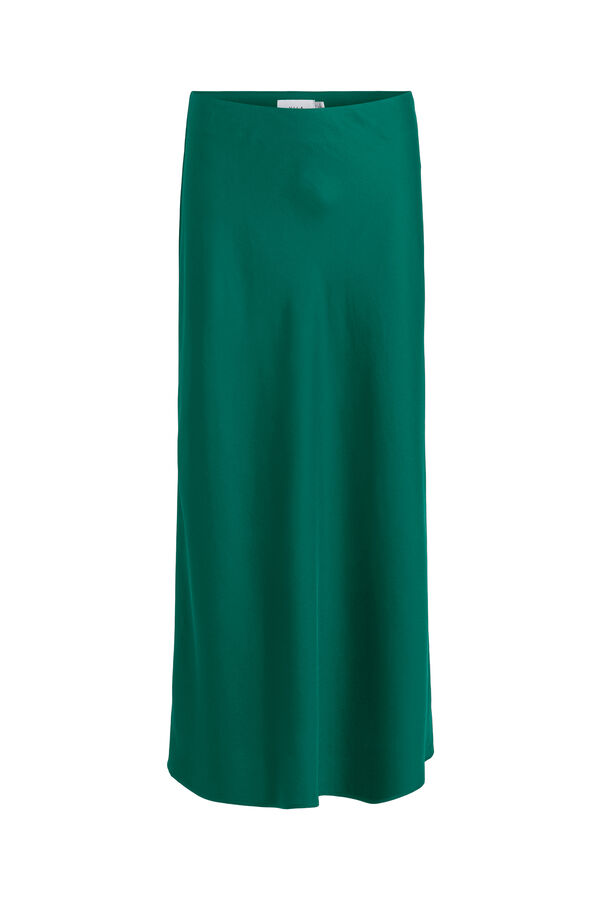 Cortefiel Satin-finish midi skirt Green