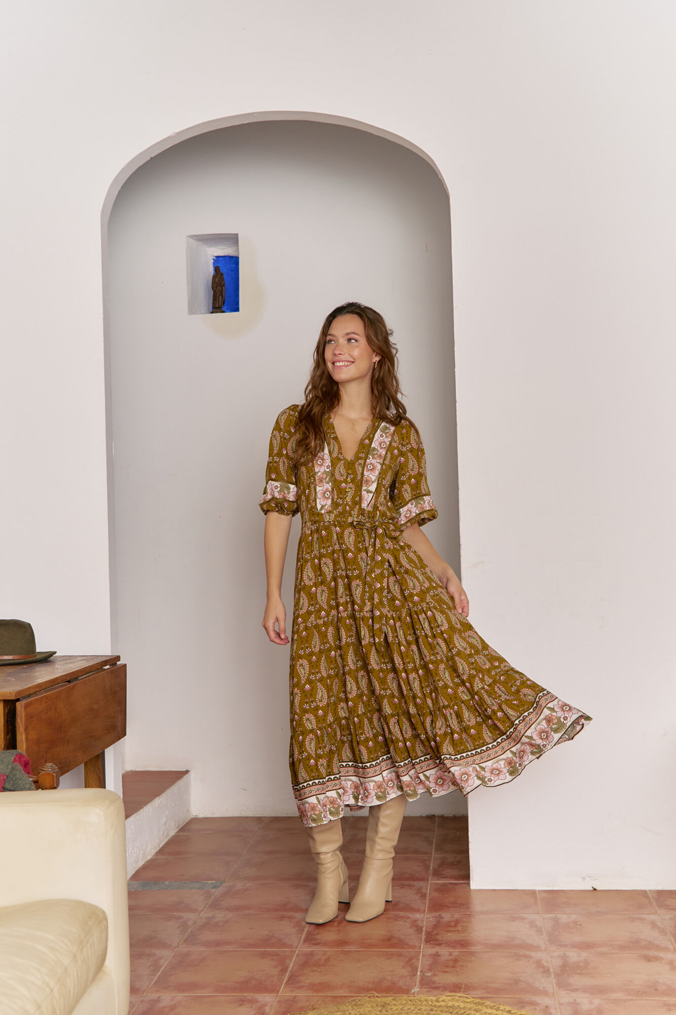 Jaase Vestido midi Mila com estampado Amalie