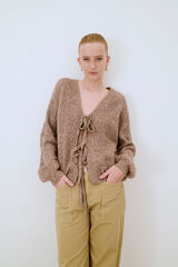 Cortefiel Lool cardigan with bows Brown