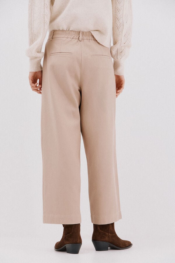 Cortefiel Washed serge pants Beige