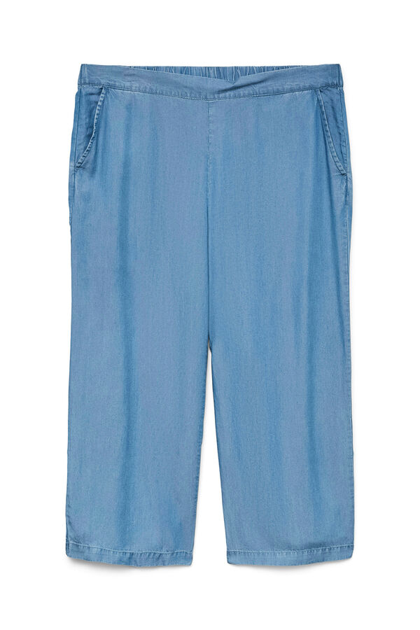 Vero Moda Curve Calça denim cropped plus size fluído Azul