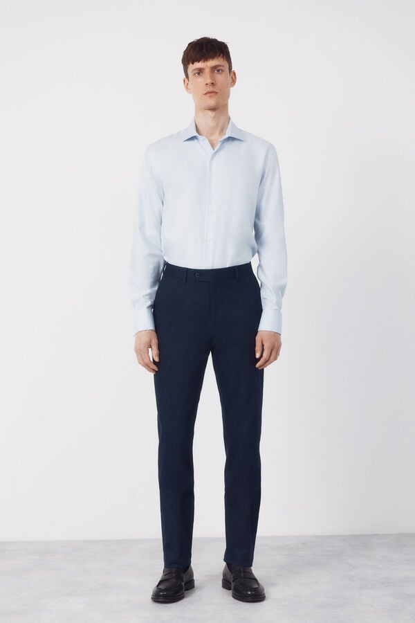 Cortefiel Linen blend coordinated trousers Navy