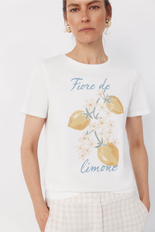 Cortefiel Printed t-shirt White