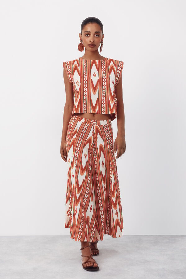 Cortefiel Printed skirt Printed red