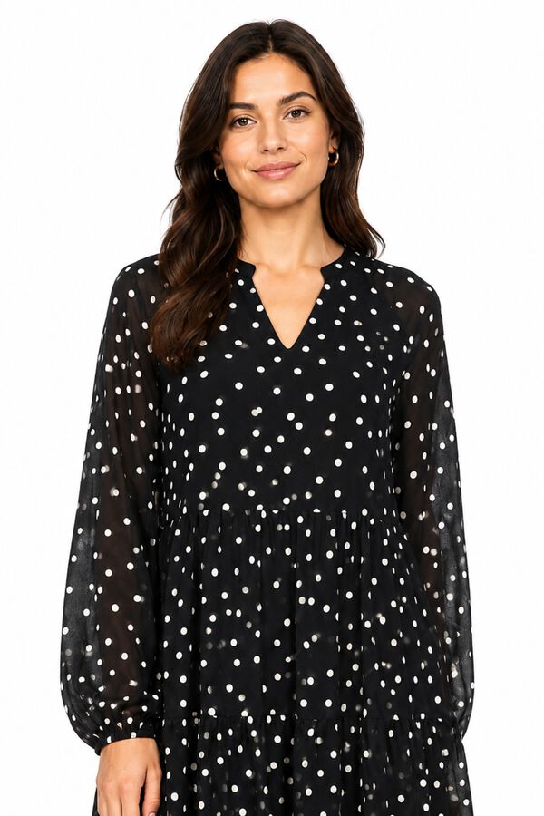Object Short dress chiffon print Black