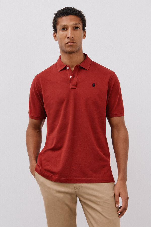 Cortefiel Basic piqué polo shirt Maroon