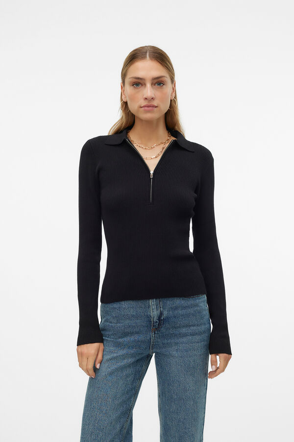 Vero Moda Top de malha estilo polo   Preto