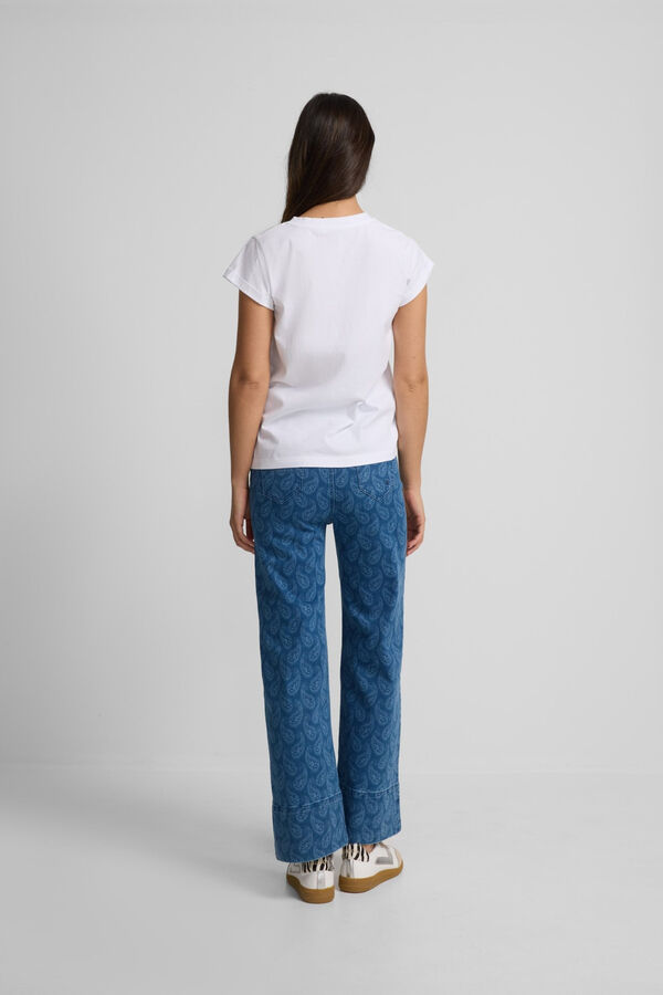 Silbon Calça denim com estampado paisley Azul