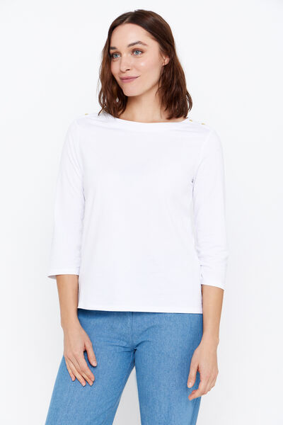 Cortefiel Essential t-shirt with button detail White