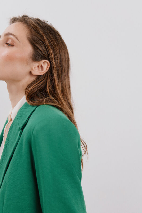 Cortefiel Piqué-knit blazer Dark green