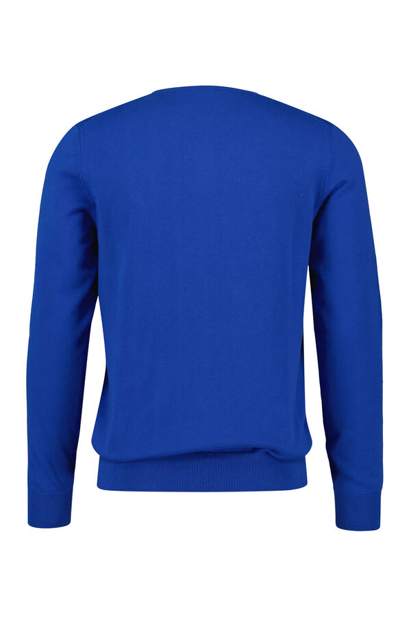 Gant Jersey clásico de algodón con cuello redondo Azul