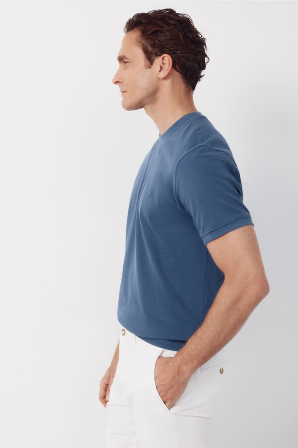 Cortefiel Piqu&eacute; basic T-shirt Blue