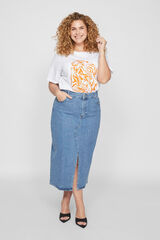 Evoked by Vila Falda midi vaquera curve Azul