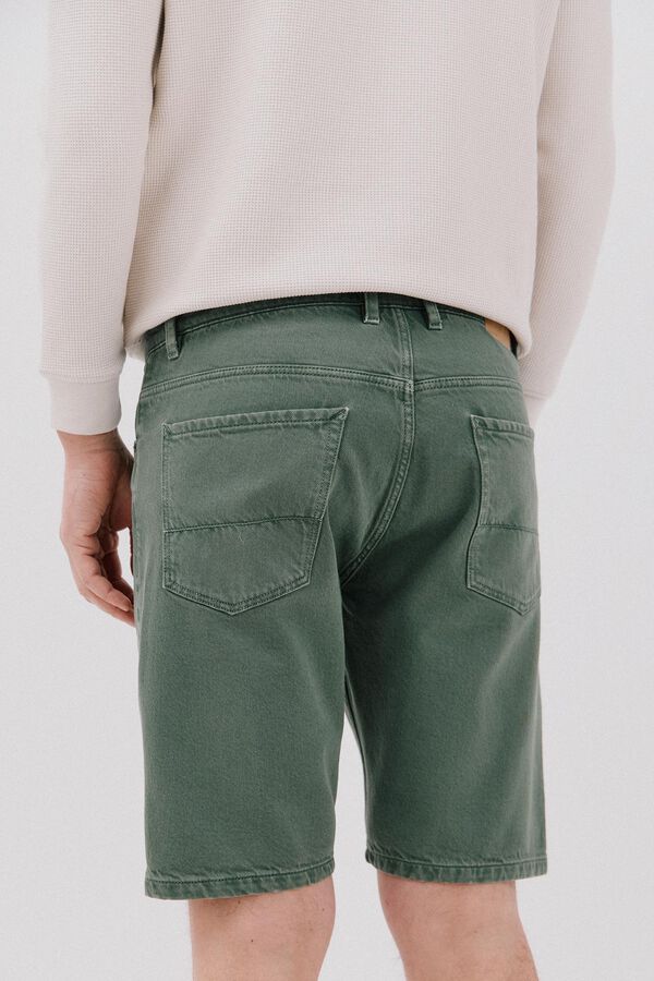 Cortefiel Coloured denim bermuda shorts Green