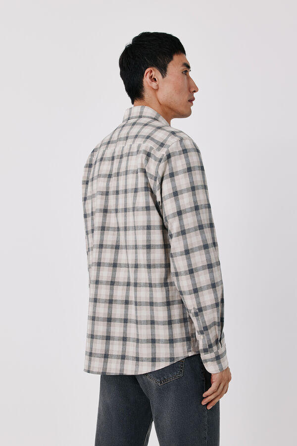 Cortefiel Cotton plaid shirt Beige