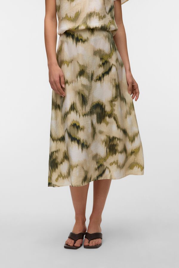 Vero Moda Satin-finish 7/8 skirt Green