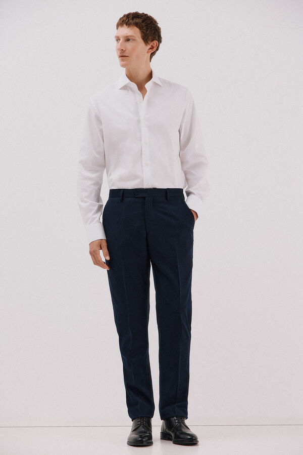 Cortefiel Plain easy-iron shirt with cufflinks White