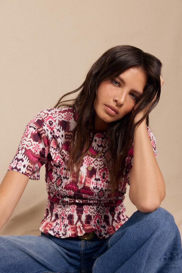 Slowlove Camiseta estampada em favo de mel Multicolorido