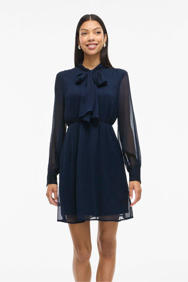 Vila Vestido curto de chiffon Azul