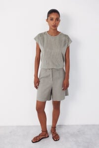 Cortefiel Plain linen bermuda shorts