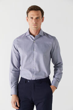 Cortefiel Tailored micro houndstooth dress shirt Navy