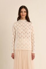 Molly Bracken Top manga comprida de renda Branco