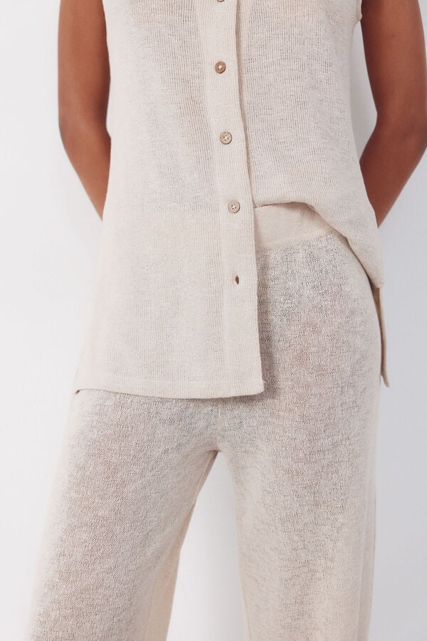 Cortefiel Jersey-knit trousers Beige