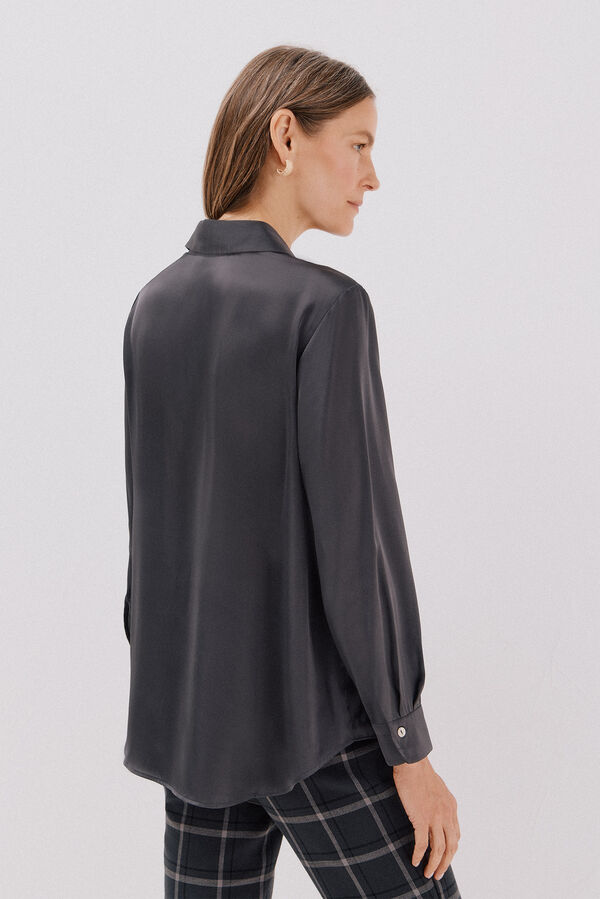 Cortefiel Satin-finish shirt Dark grey